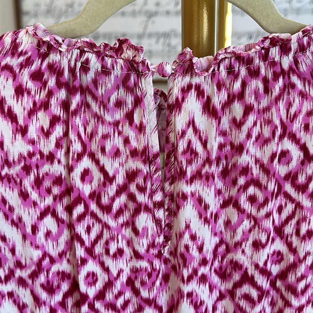 Who What Wear Pink Ikat Ruffle Sleeveless Dress. Size XS - Picture 5 of 8